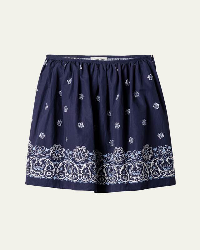 Poplin Fiammato Bandana Knee-Length Skirt